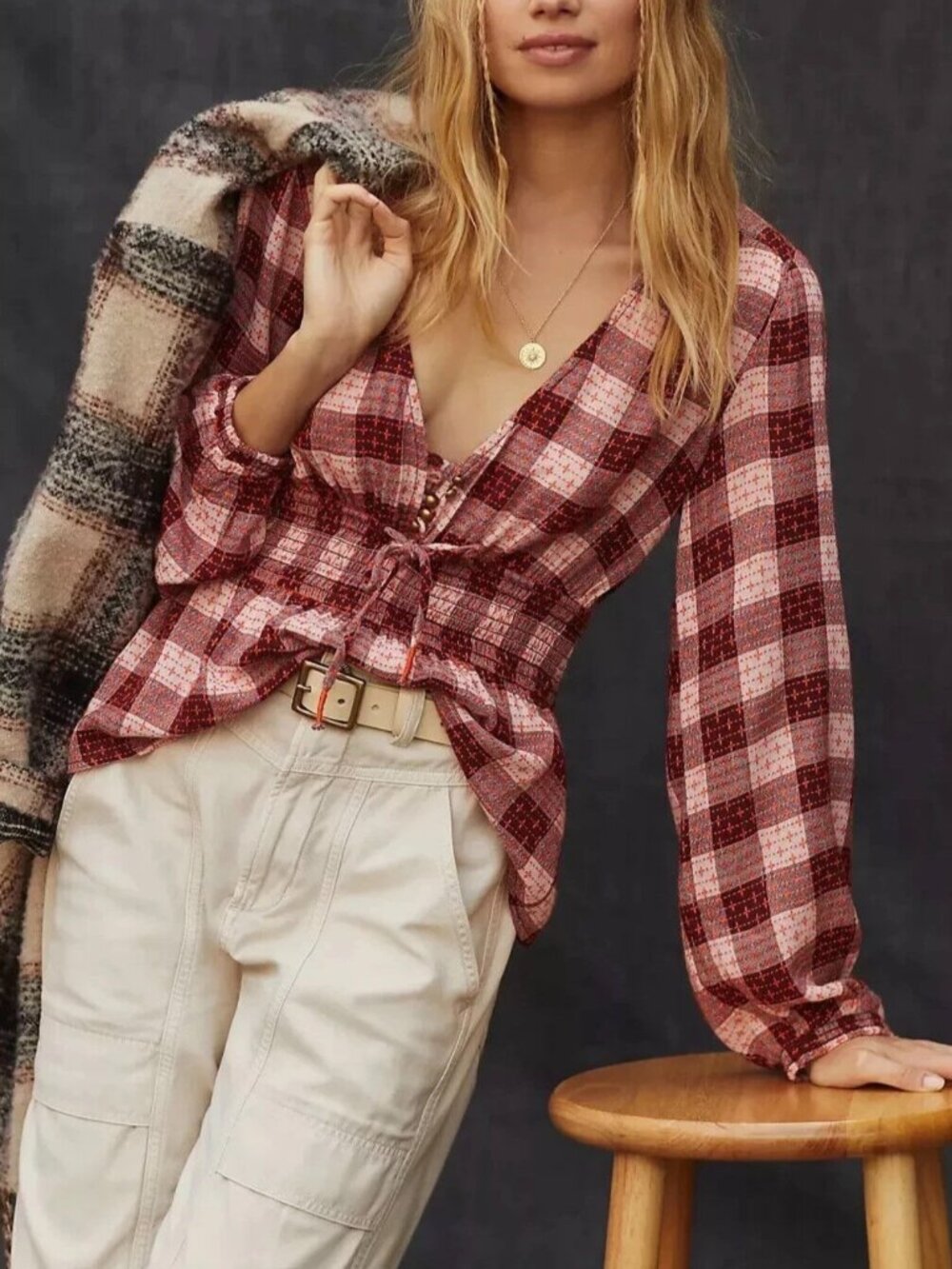 ANTHROPOLOGIE PILCRO SMOCKED BLOUSE